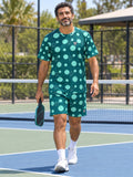 Pickleball Teal Wave Dink Dot Men's Athletic Shorts with Pockets, front view