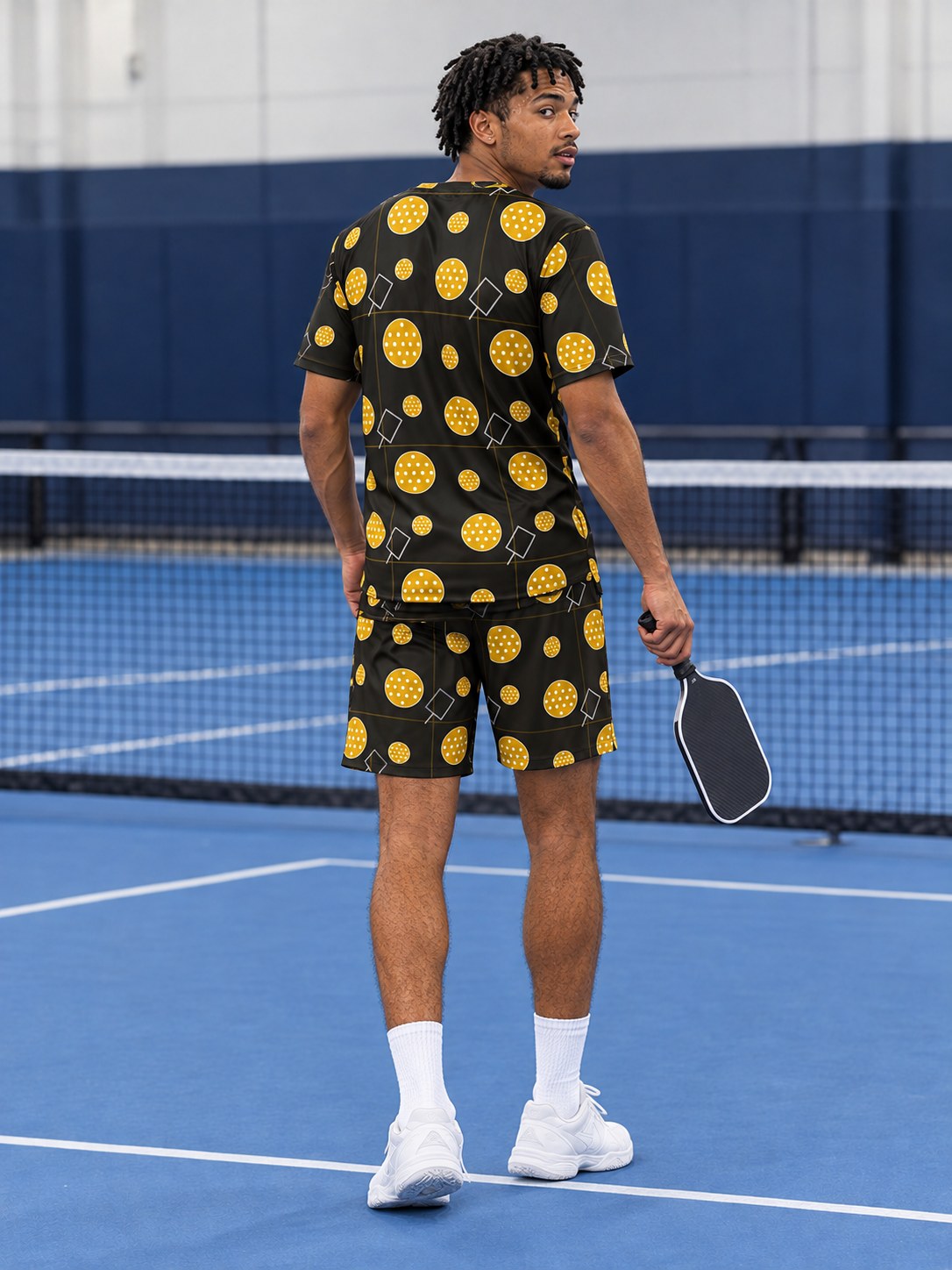Pickleball Gold Rush Dink Dot Men's Athletic Shorts with Pockets, back view