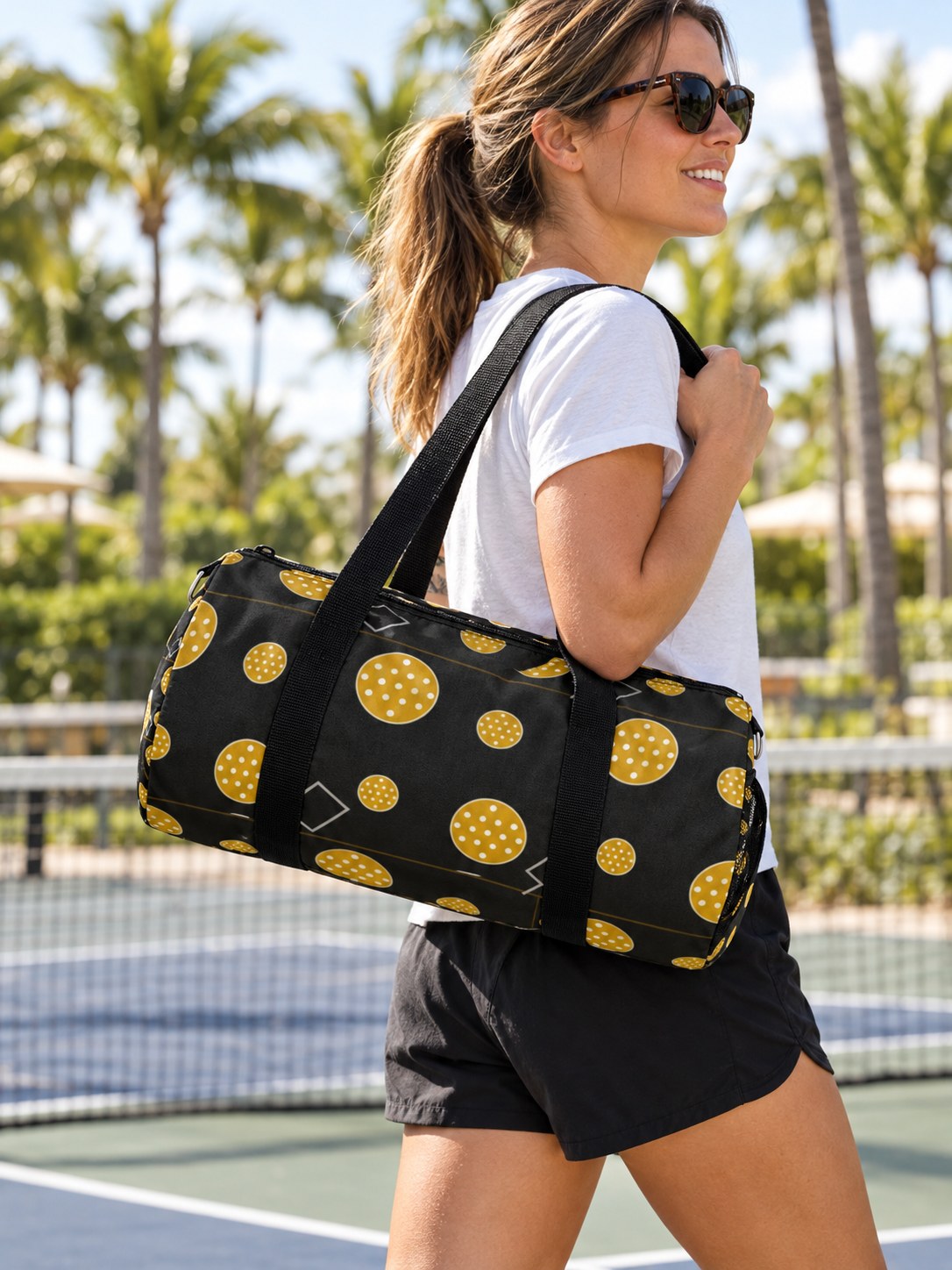 Pickleball Gold Rush Dink Dot Duffel Bag, lifestyle photo