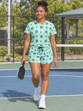 Pickleball Mint Glow Dink Dot Women's Athletic Shorts with Pockets, front view