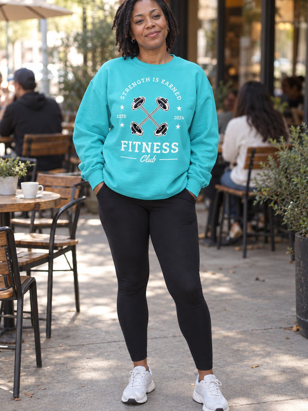 Fitness Club Sweatshirt | "Strength Is Earned" Crewneck