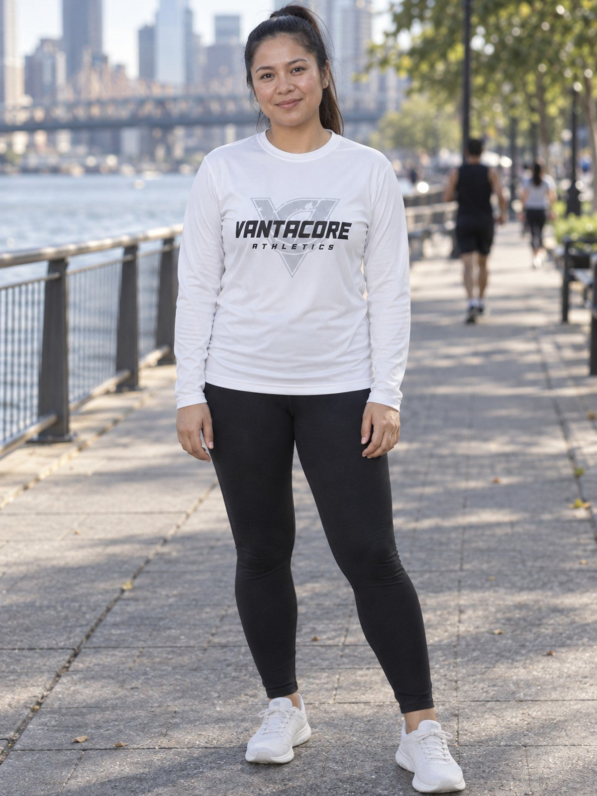 Woman wearing the Vantacore Vantacore Athletic Long Sleeve Tee