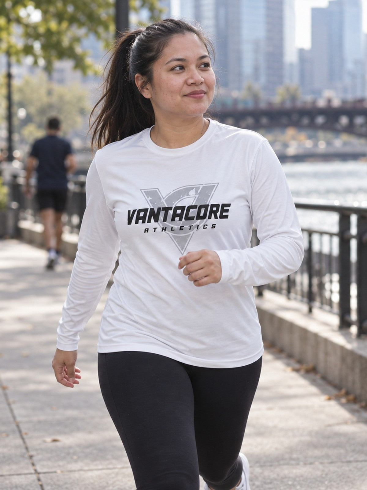 Woman wearing the Vantacore Vantacore Athletic Long Sleeve Tee