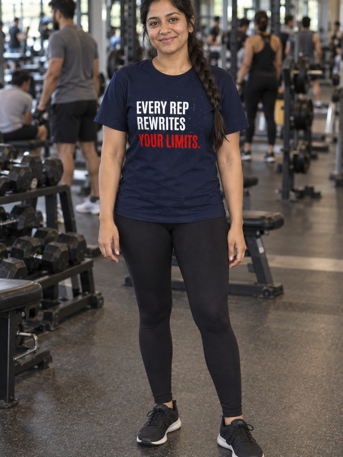 Woman wearing the Vantacore Every Rep Rewrites Your Limits