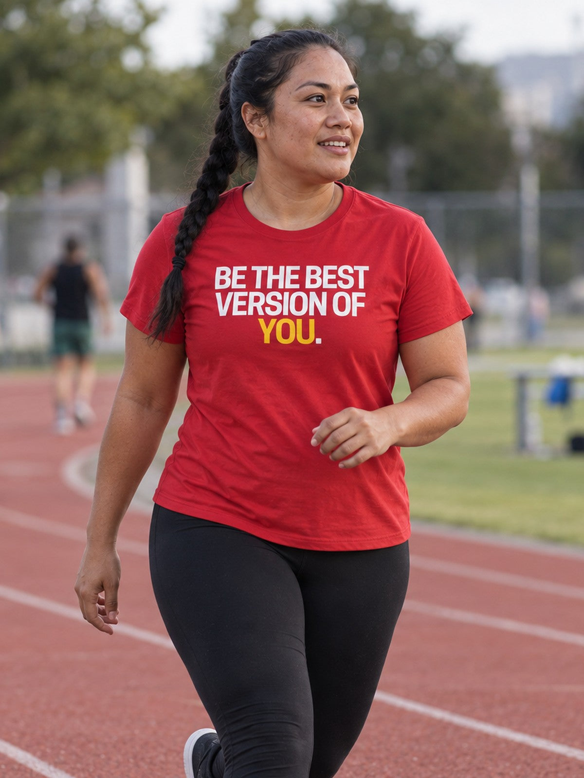 Woman wearing the Vantacore Be The Best Version of You
