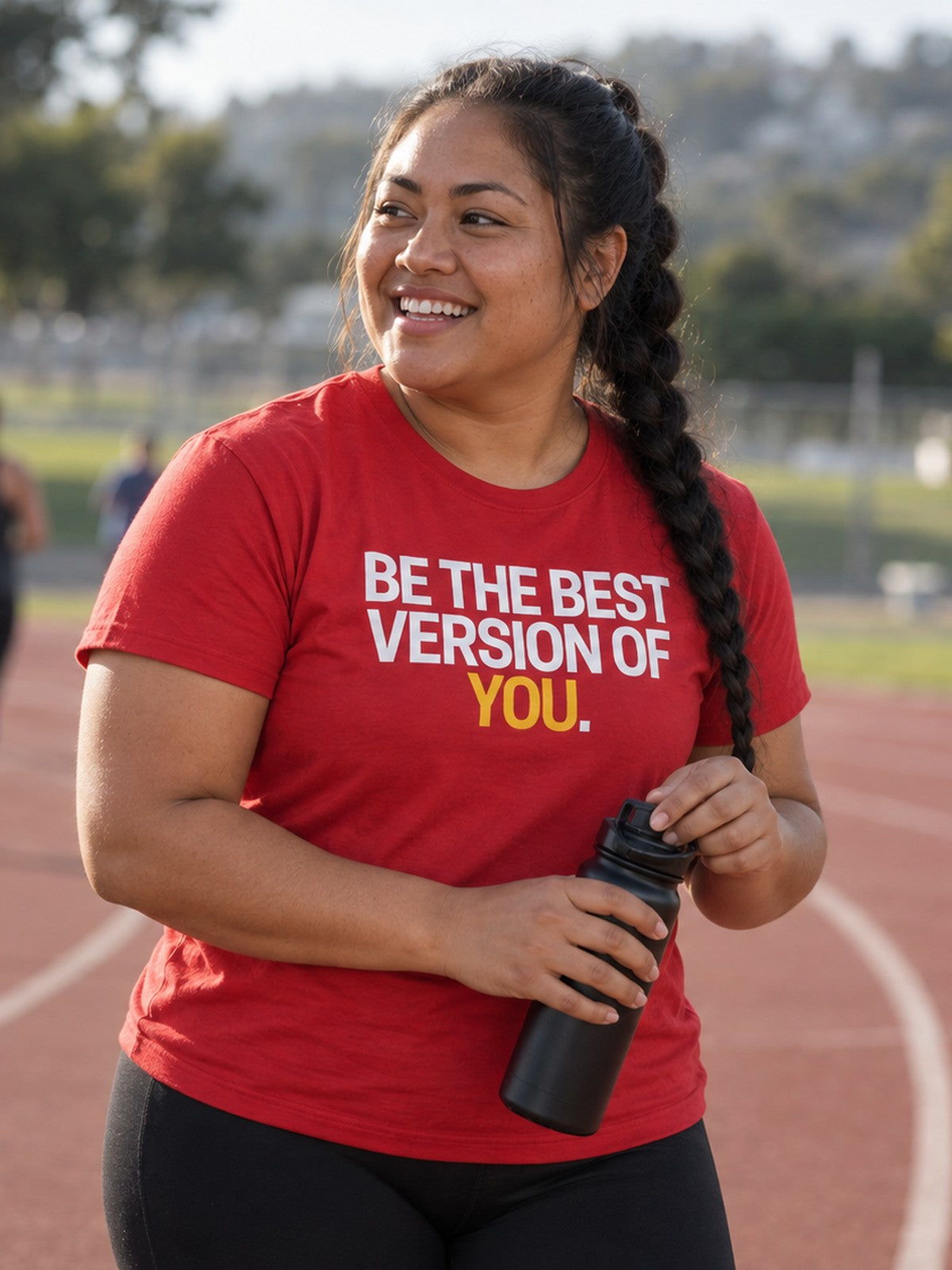 Woman wearing the Vantacore Be The Best Version of You