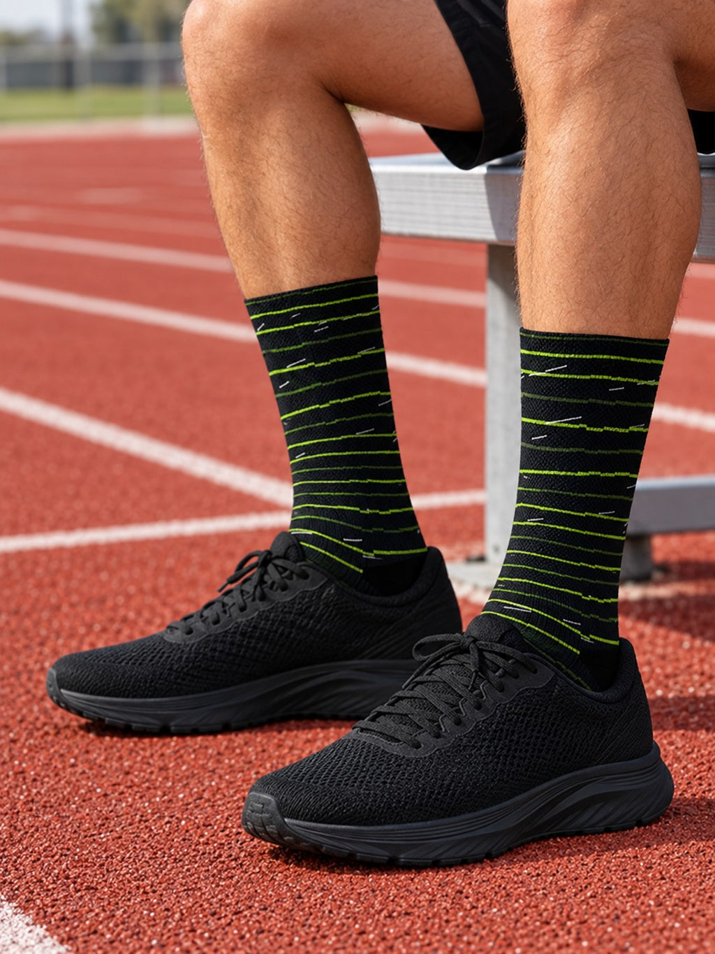 Running Volt Night Pace Lanes Athletic Crew Socks, lifestyle photo