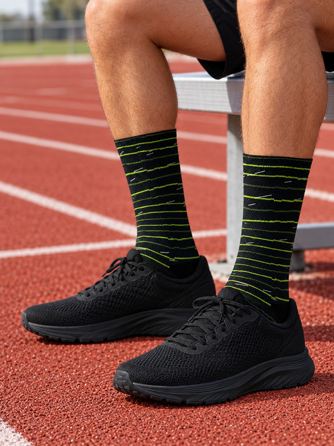 Running Volt Night Pace Lanes Athletic Crew Socks, lifestyle photo