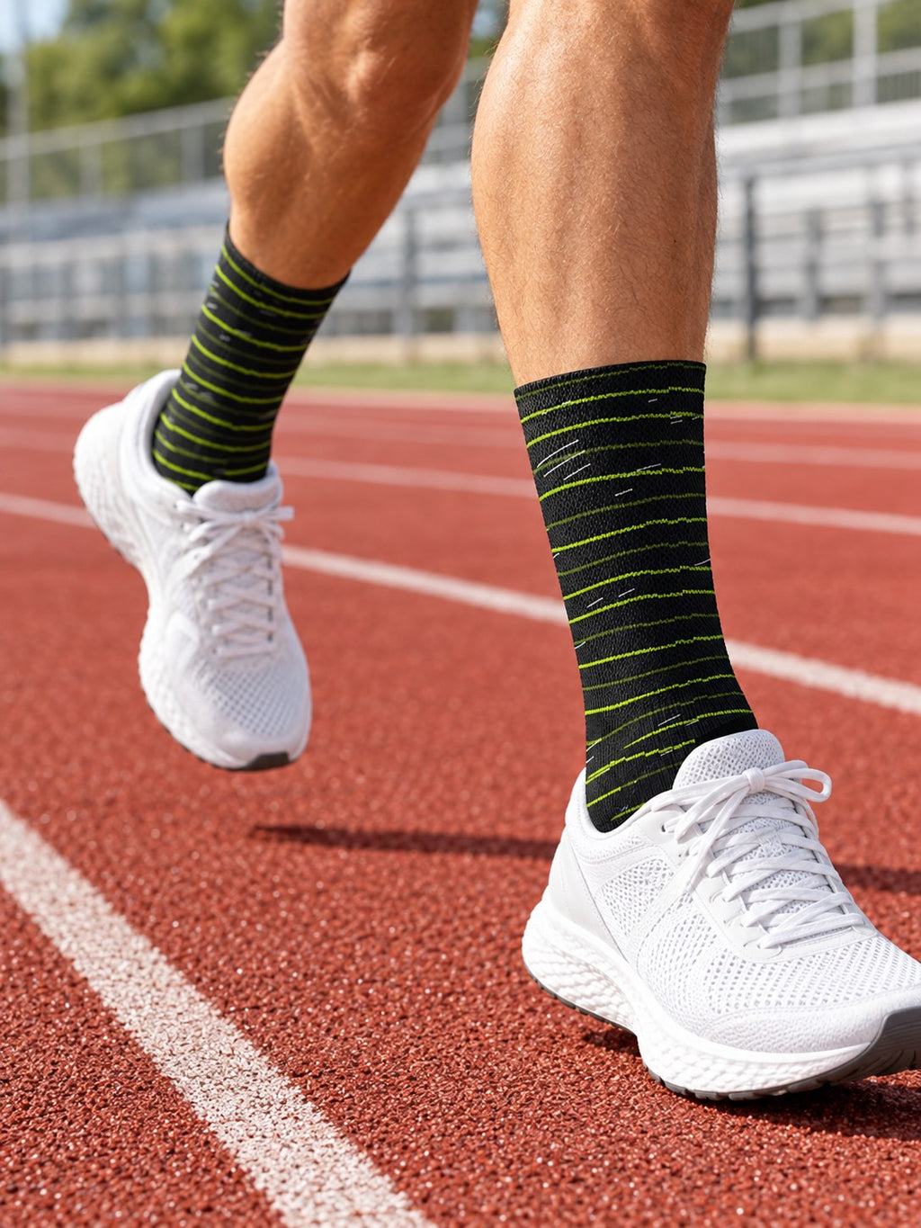 Running Volt Night Pace Lanes Athletic Crew Socks, lifestyle detail