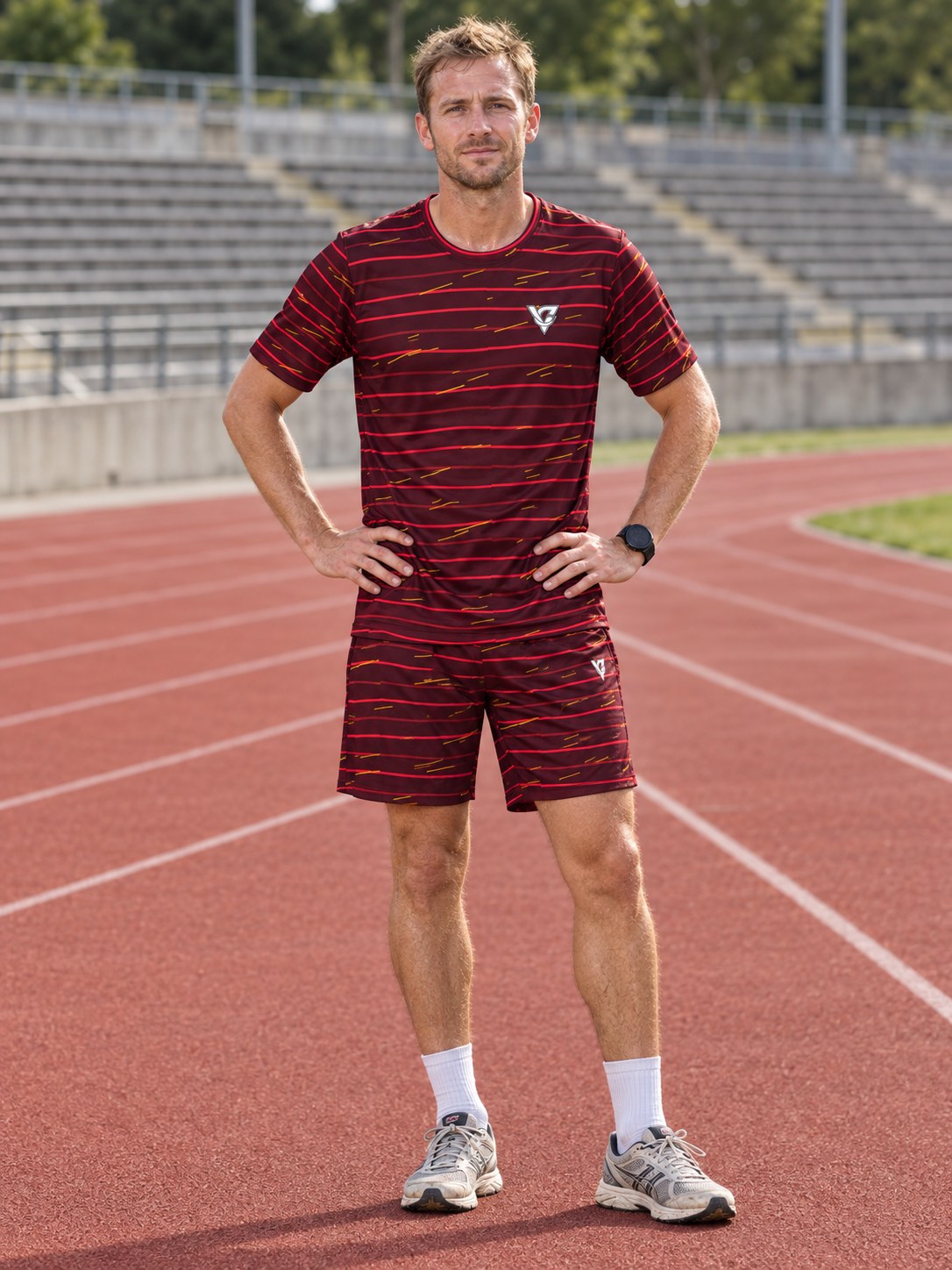 Running Crimson Blaze Pace Lanes Men's Sports Jersey, front view