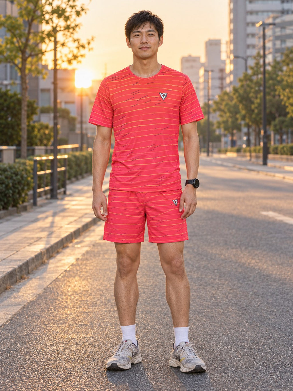 Running Sunset Fade Pace Lanes Men's Sports Jersey, front view