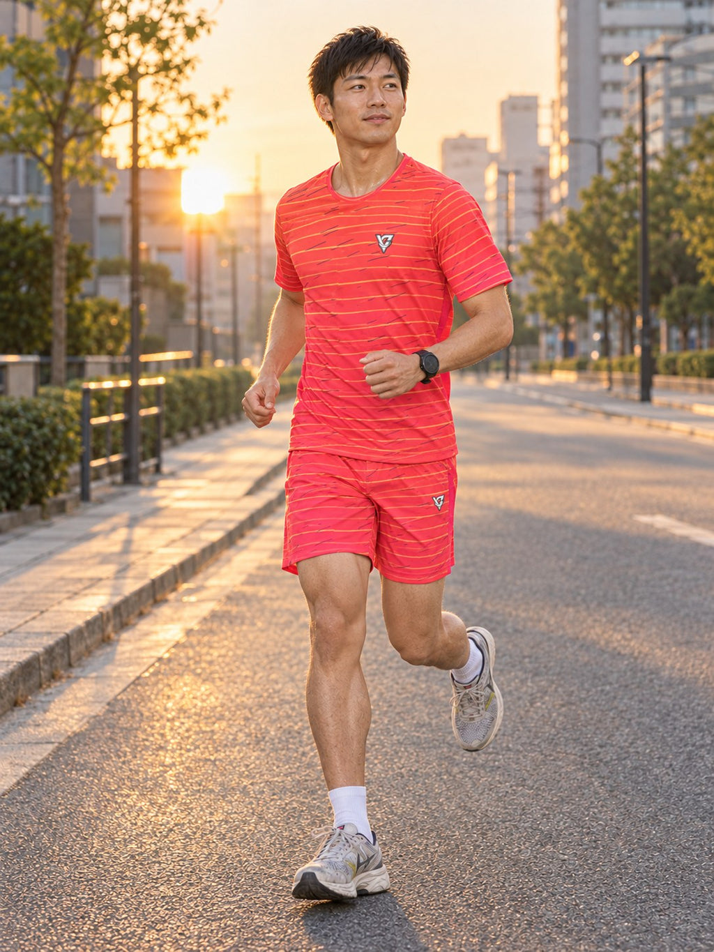 Running Sunset Fade Pace Lanes Men's Sports Jersey, side view