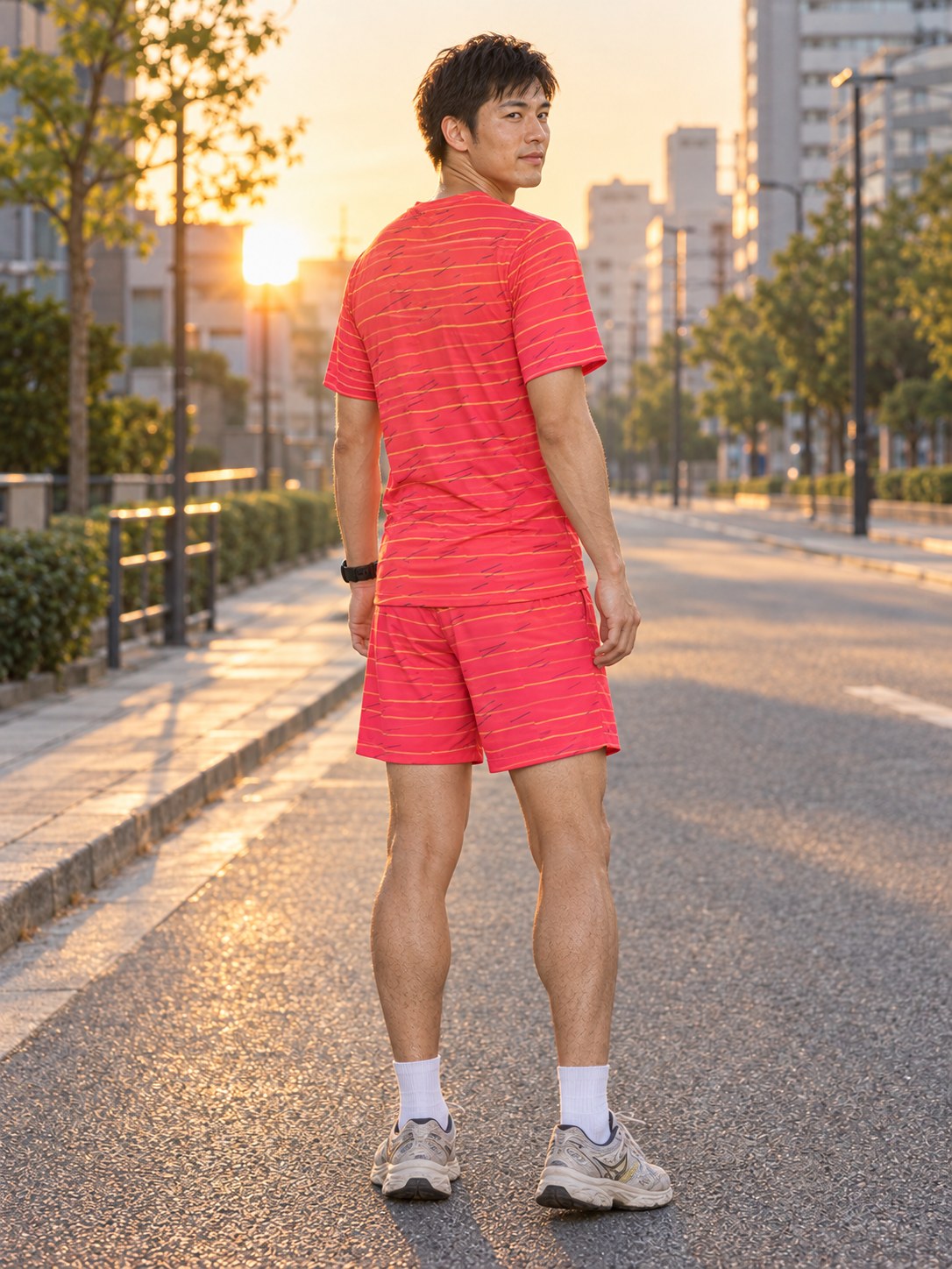 Running Sunset Fade Pace Lanes Men's Sports Jersey, back view