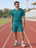 Running Teal Wave Pace Lanes Men's Athletic Shorts with Pockets, front view