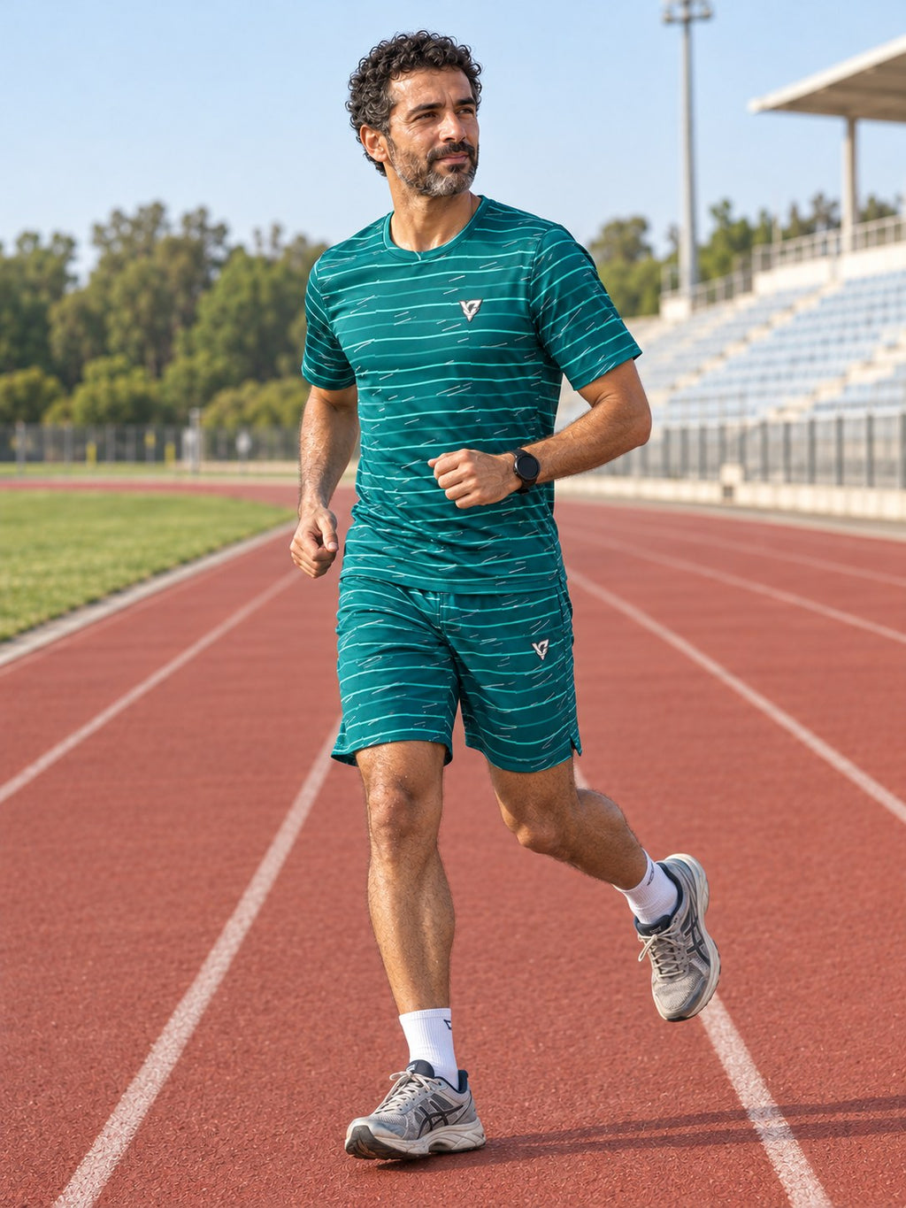 Running Teal Wave Pace Lanes Men's Sports Jersey, side view