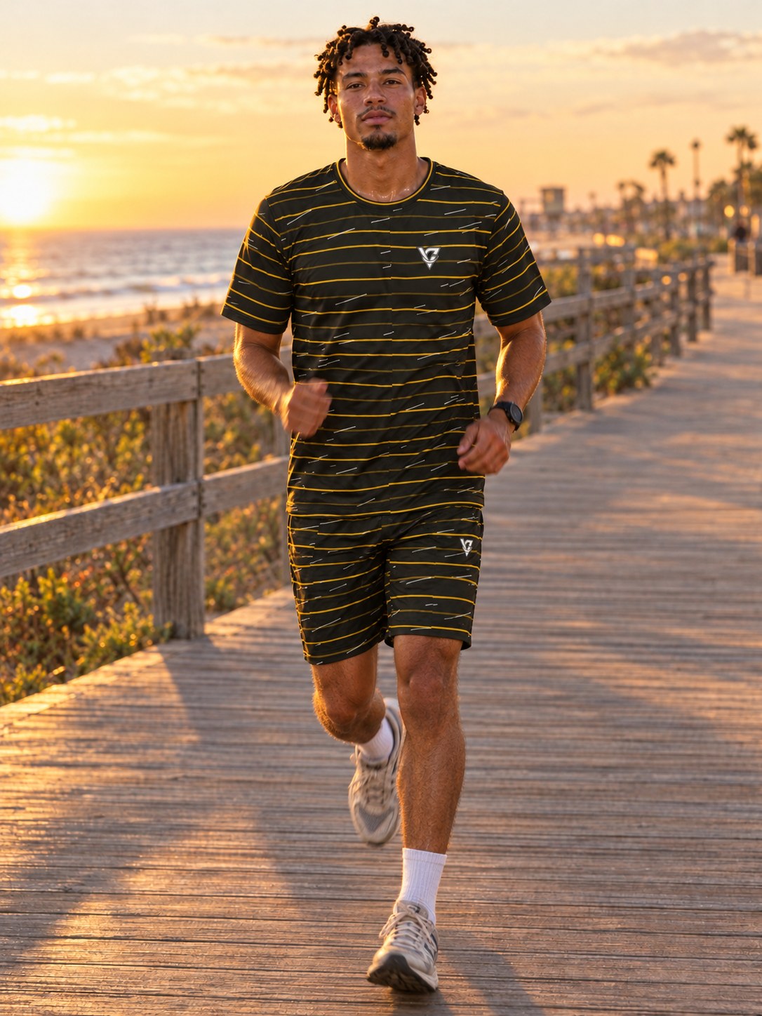 Running Gold Rush Pace Lanes Men's Sports Jersey, in action