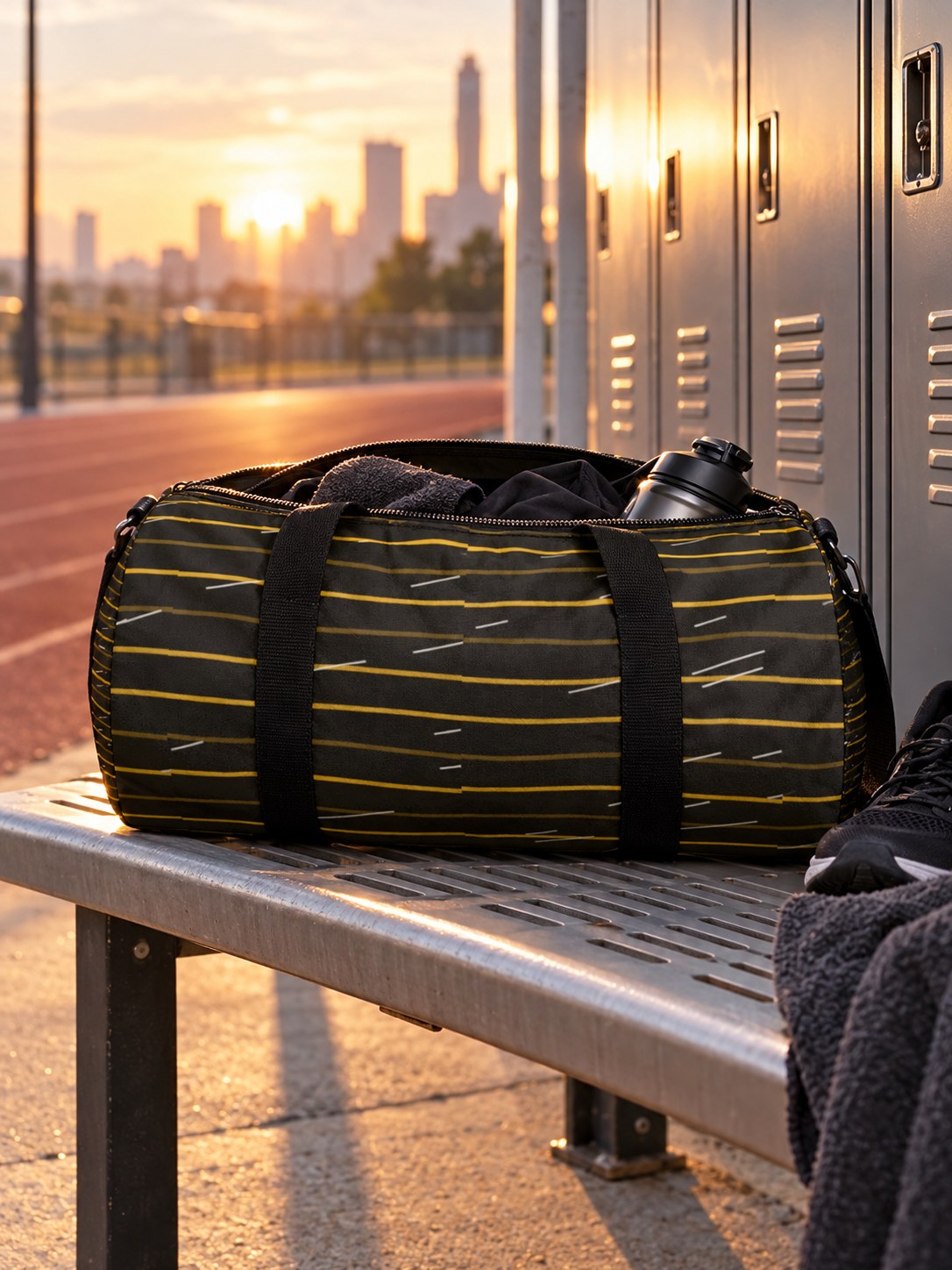 Running Gold Rush Pace Lanes Duffel Bag, lifestyle detail