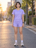 Running Lavender Mist Pace Lanes Women's Athletic Shorts with Pockets, front view