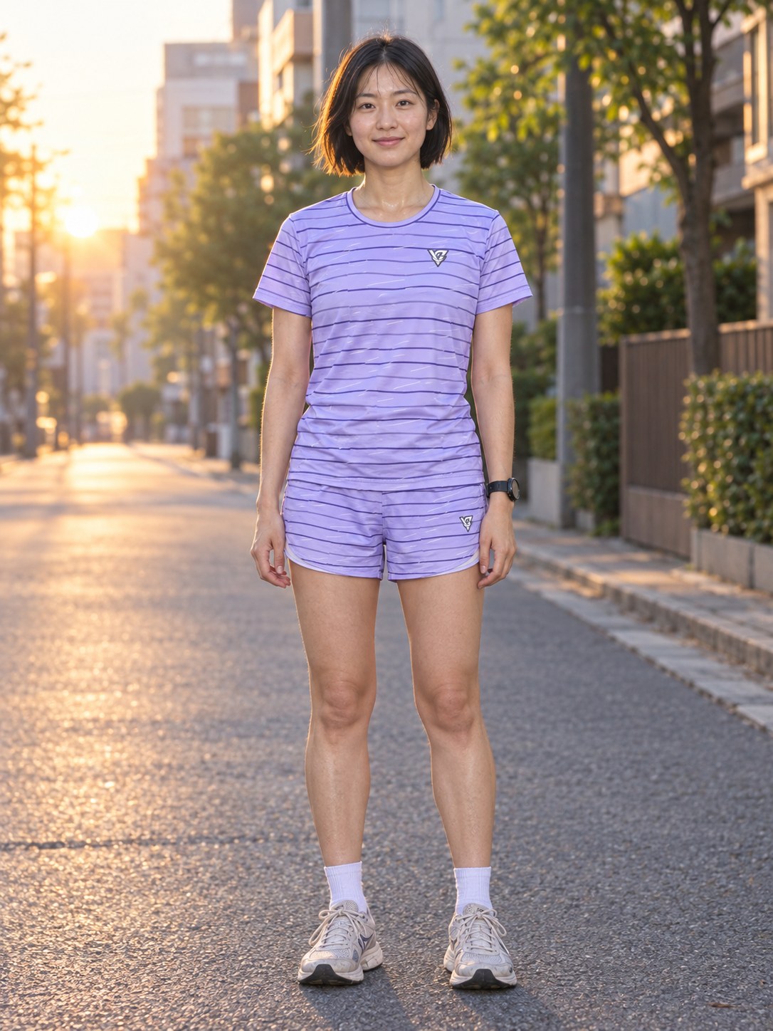 Running Lavender Mist Pace Lanes Women's Athletic Shorts with Pockets, front view