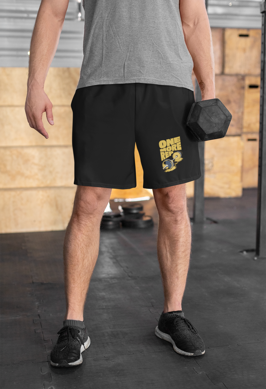 One More Rep Men's Fleece Shorts | Premium Cotton Blend Gym Workout Shorts with Pockets