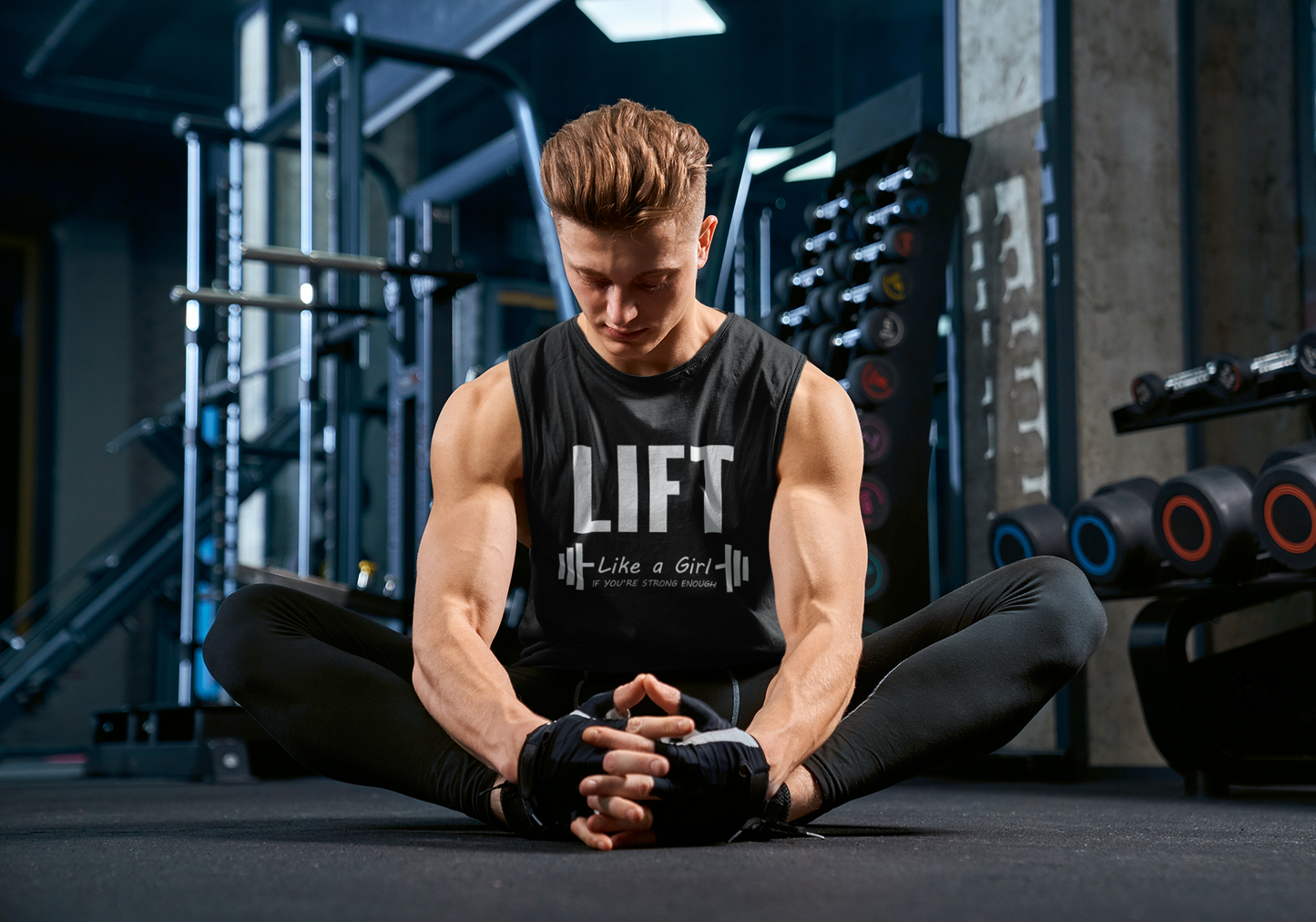 Lift Like a Girl If You're Strong Enough Men's Muscle Tank | Funny Gym Sleeveless Tank Top | Strength Workout Tank