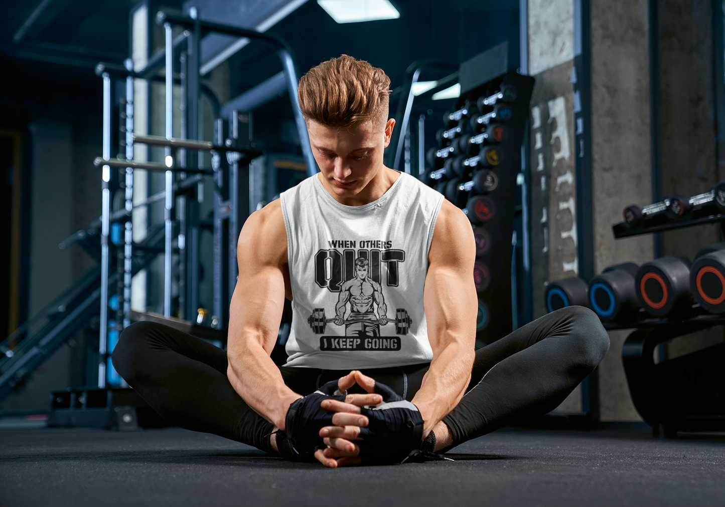 When Others Quit I Keep Going Men's Muscle Tank | Motivational Gym Sleeveless Shirt | Workout Bodybuilding Fitness Tank Top