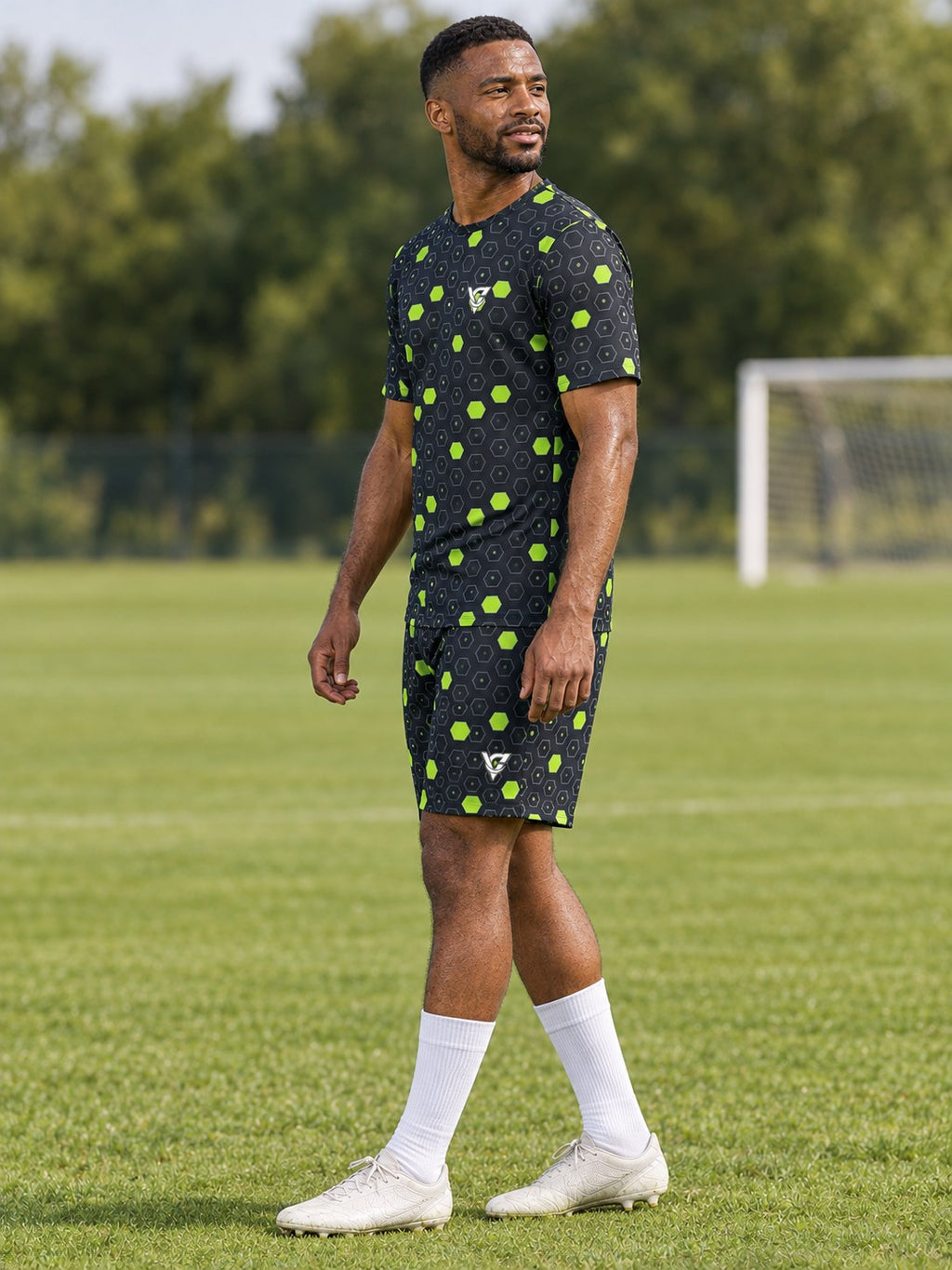 Soccer Volt Night Hex Pitch Men's Sports Jersey, side view