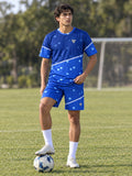 Soccer Royal Ice Hex Pitch Men's Athletic Shorts with Pockets, front view