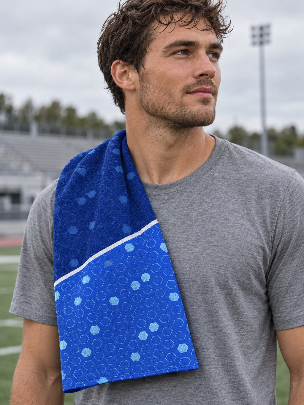 Soccer Royal Ice Hex Pitch Rally Towel, lifestyle photo
