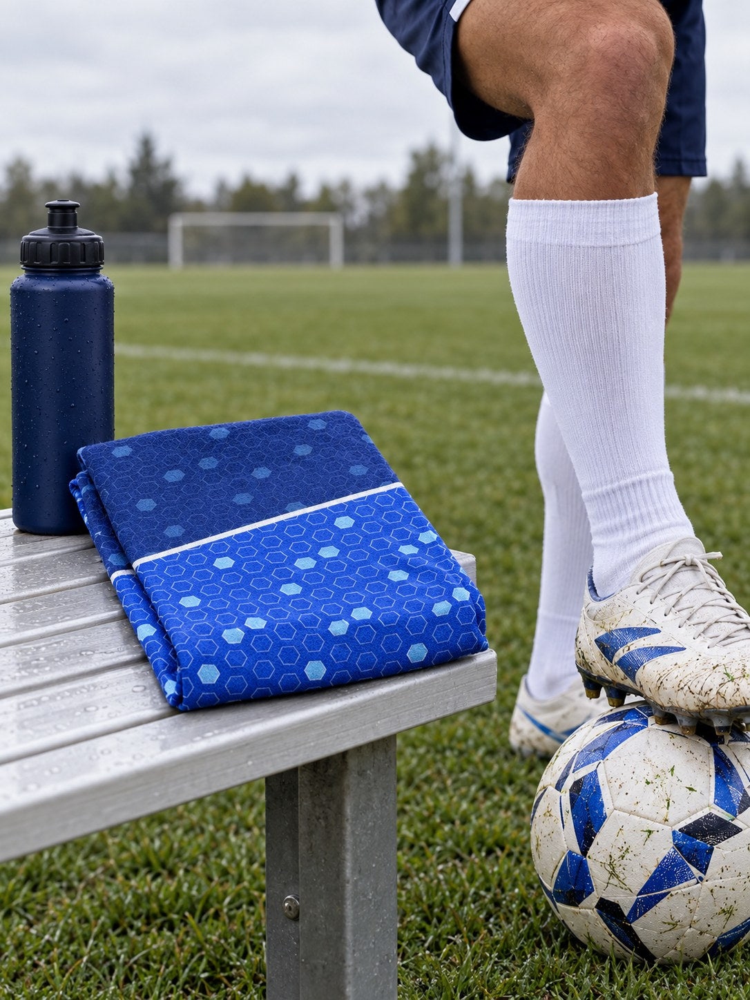 Soccer Royal Ice Hex Pitch Rally Towel, lifestyle detail
