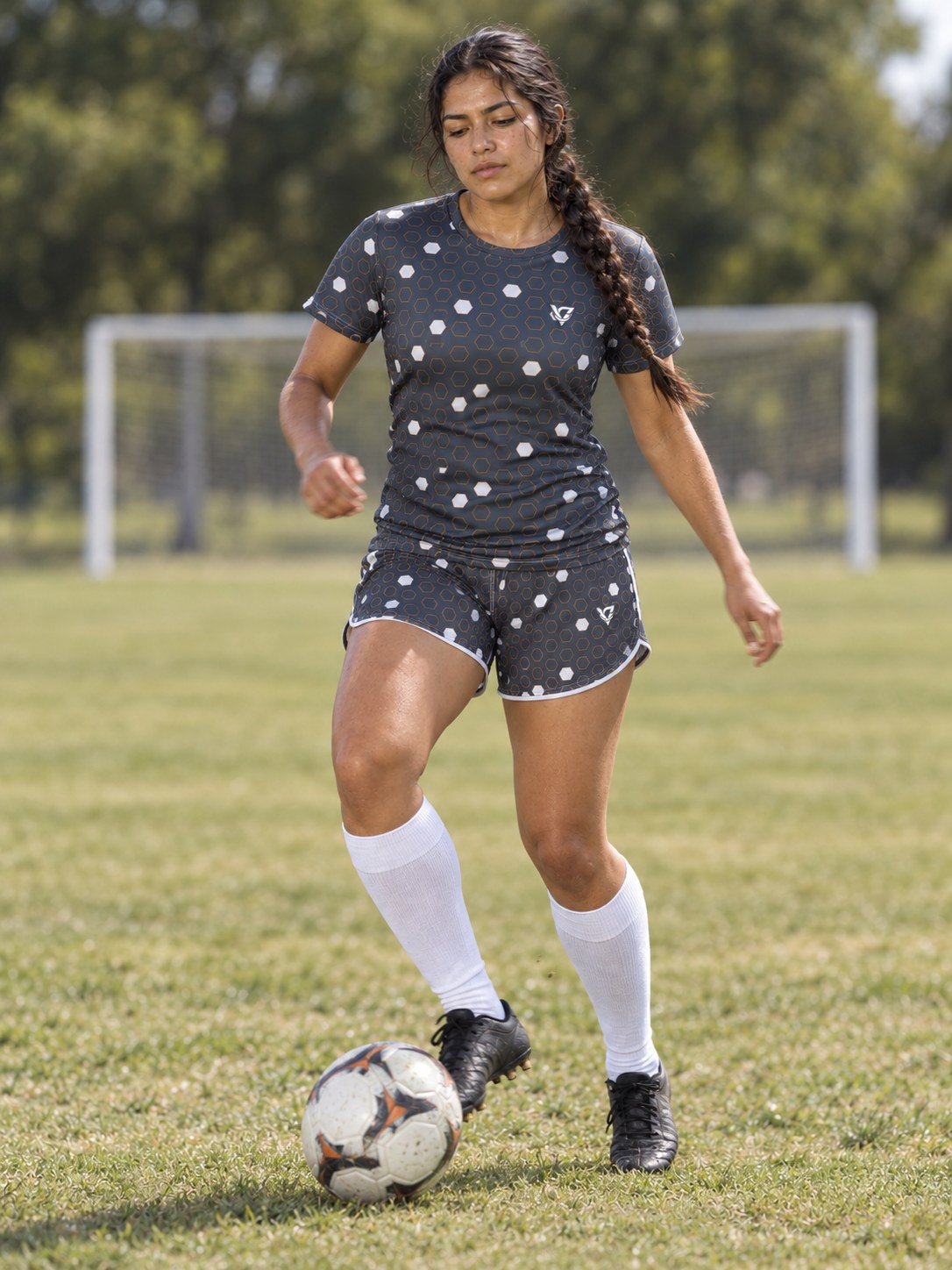 Soccer Slate Storm Hex Pitch Women's Sports Jersey, in action