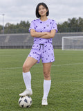 Soccer Lavender Mist Hex Pitch Women's Athletic Shorts with Pockets, front view