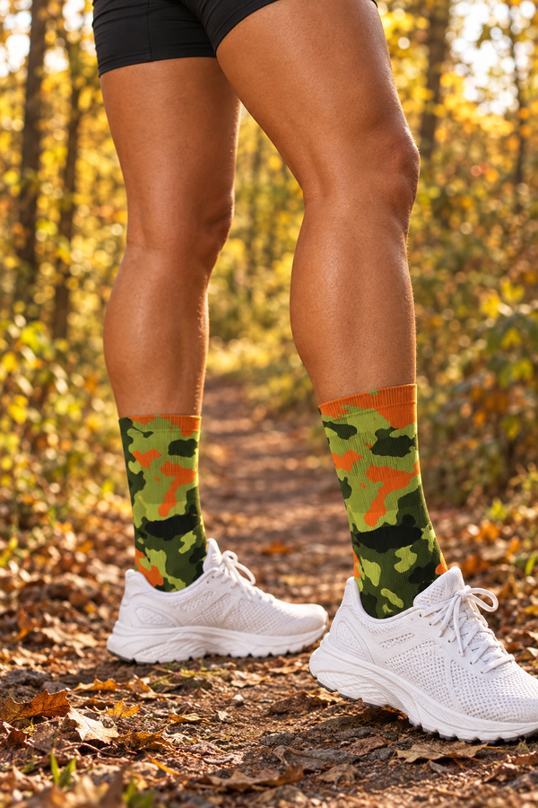 Moss Flame Magma Athletic Crew Socks