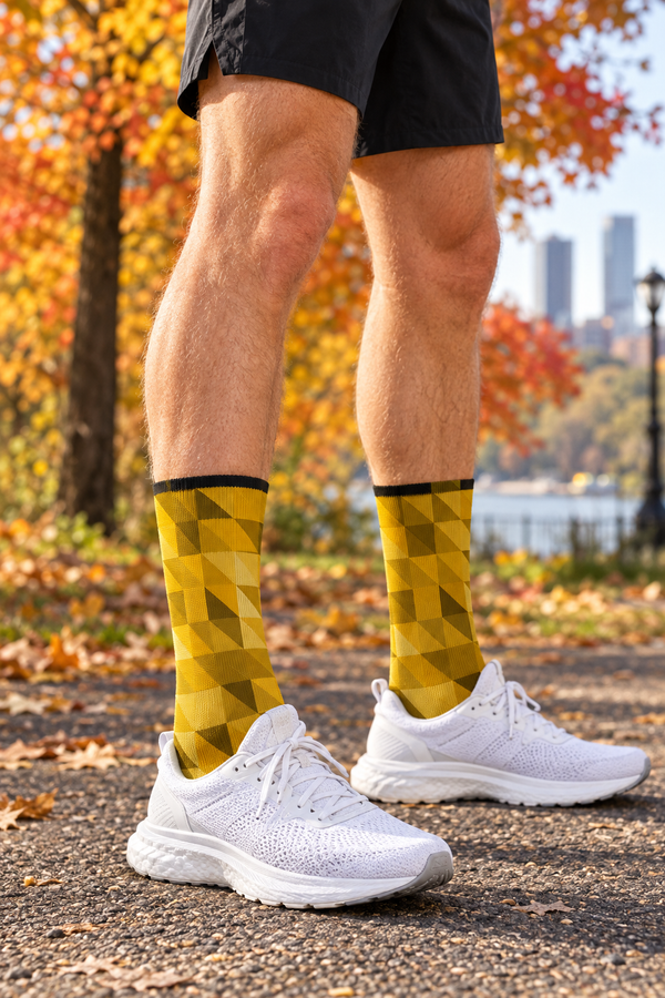 Mustard Low-Poly Athletic Crew Socks