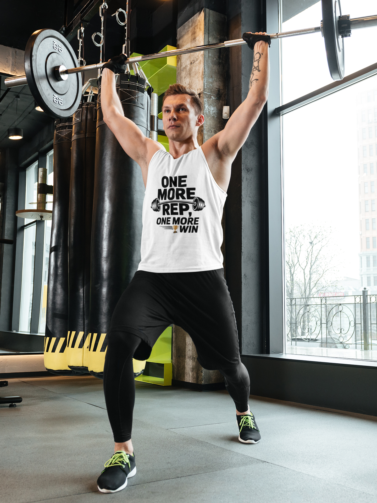 One More Rep One More Win Tank Top – Motivational Gym Tank | Unisex Workout Sleeveless Shirt