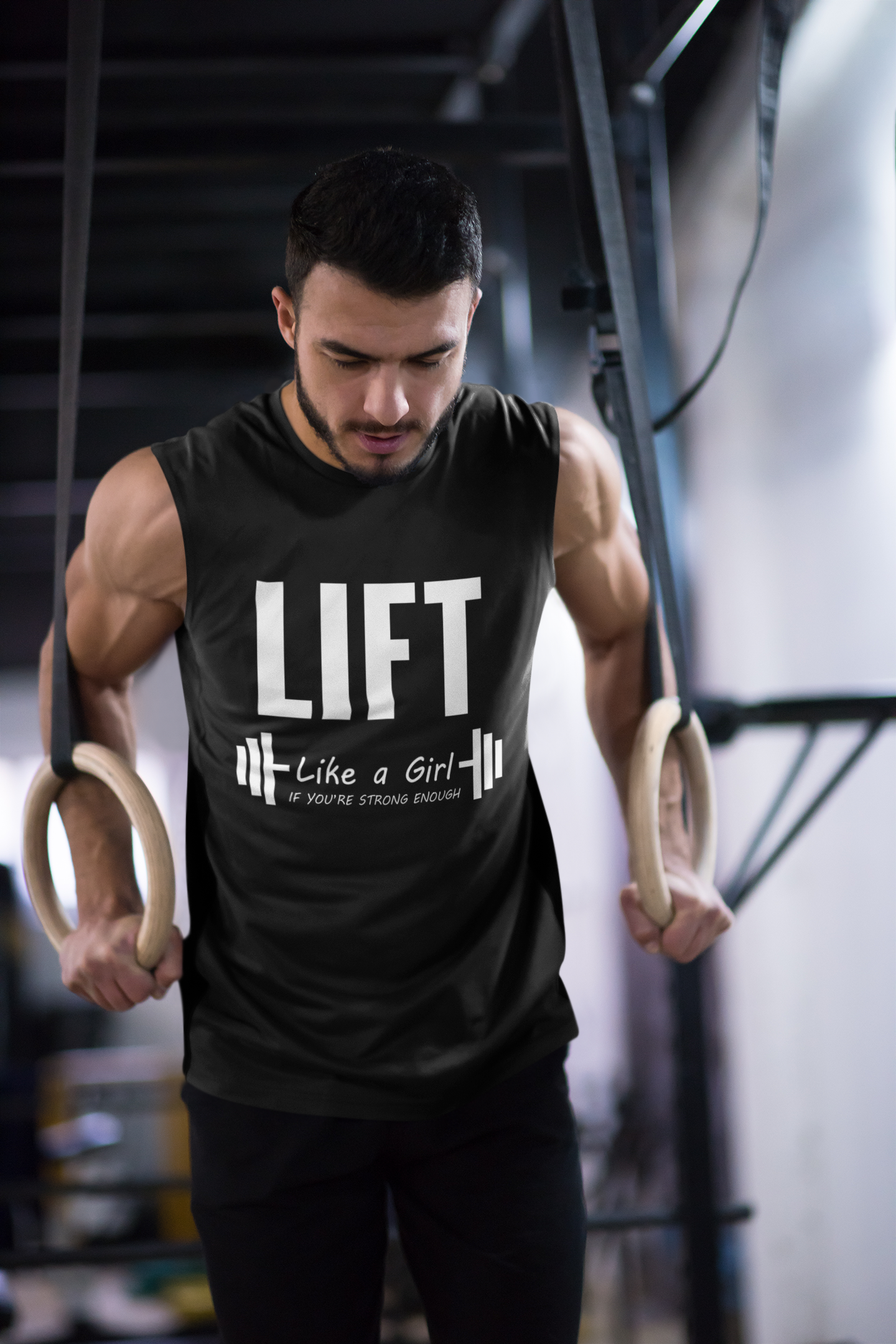 Lift Like a Girl If You're Strong Enough Men's Muscle Tank | Funny Gym Sleeveless Tank Top | Strength Workout Tank
