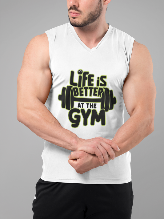 Life Is Better at the Gym Men's Muscle Tank | Funny Gym Sleeveless Tank Top | Workout Fitness Tank