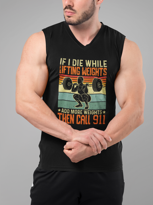 If I Die While Lifting Weights Men's Muscle Tank | Funny Gym Sleeveless Tank Top | Weightlifting Fitness Tank