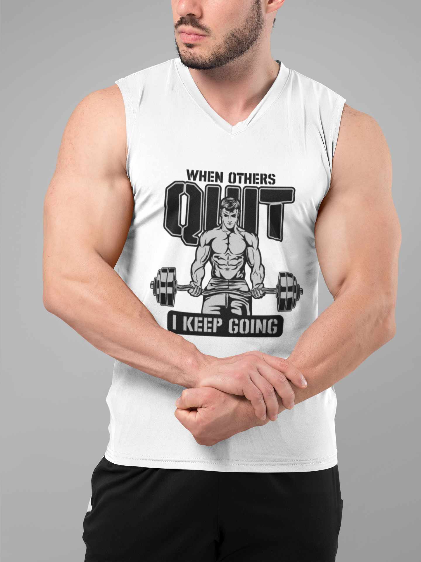 When Others Quit I Keep Going Men's Muscle Tank | Motivational Gym Sleeveless Shirt | Workout Bodybuilding Fitness Tank Top