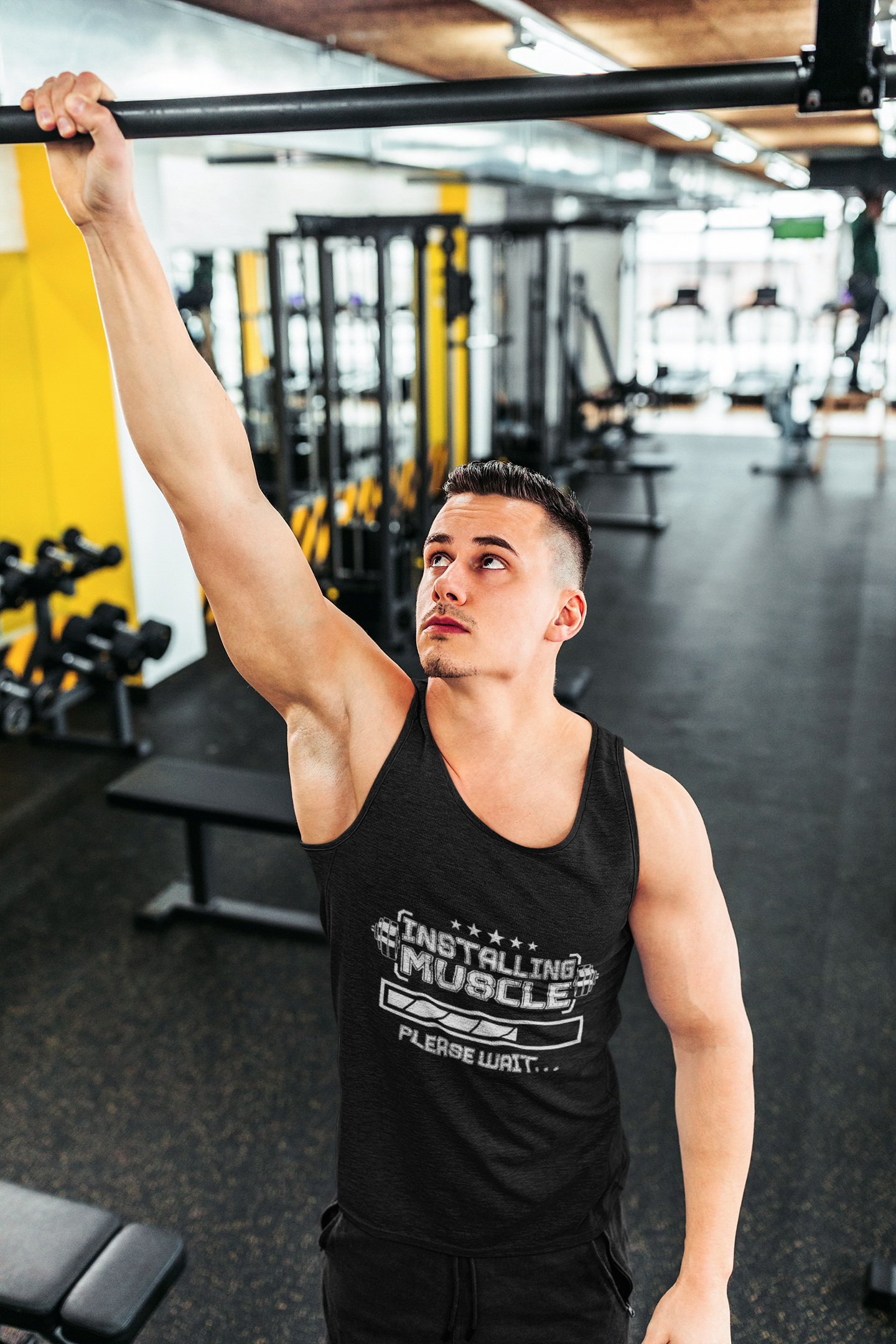 Installing Muscle Please Wait Tank Top – Funny Gym Tank | Unisex Workout Sleeveless Shirt