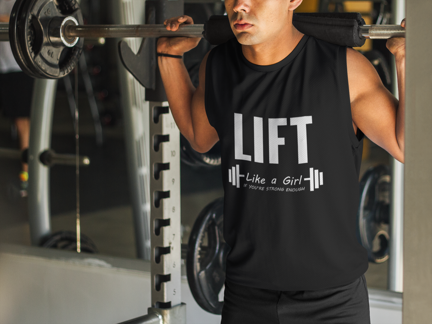 Lift Like a Girl If You're Strong Enough Men's Muscle Tank | Funny Gym Sleeveless Tank Top | Strength Workout Tank