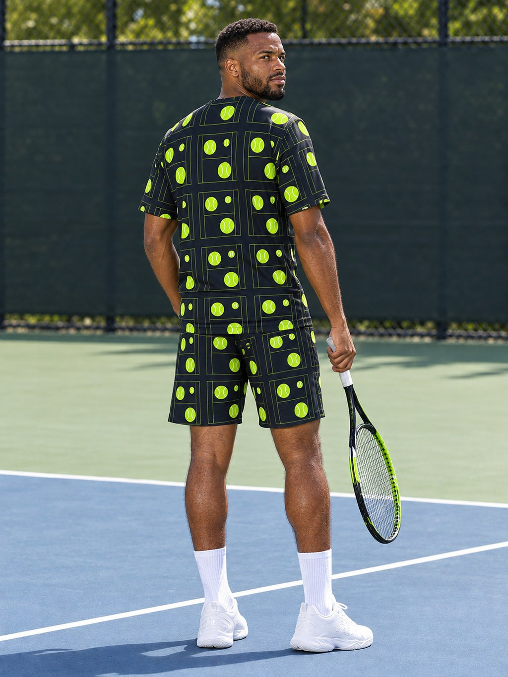 Tennis Volt Night Baseline Seam Men's Sports Jersey, back view
