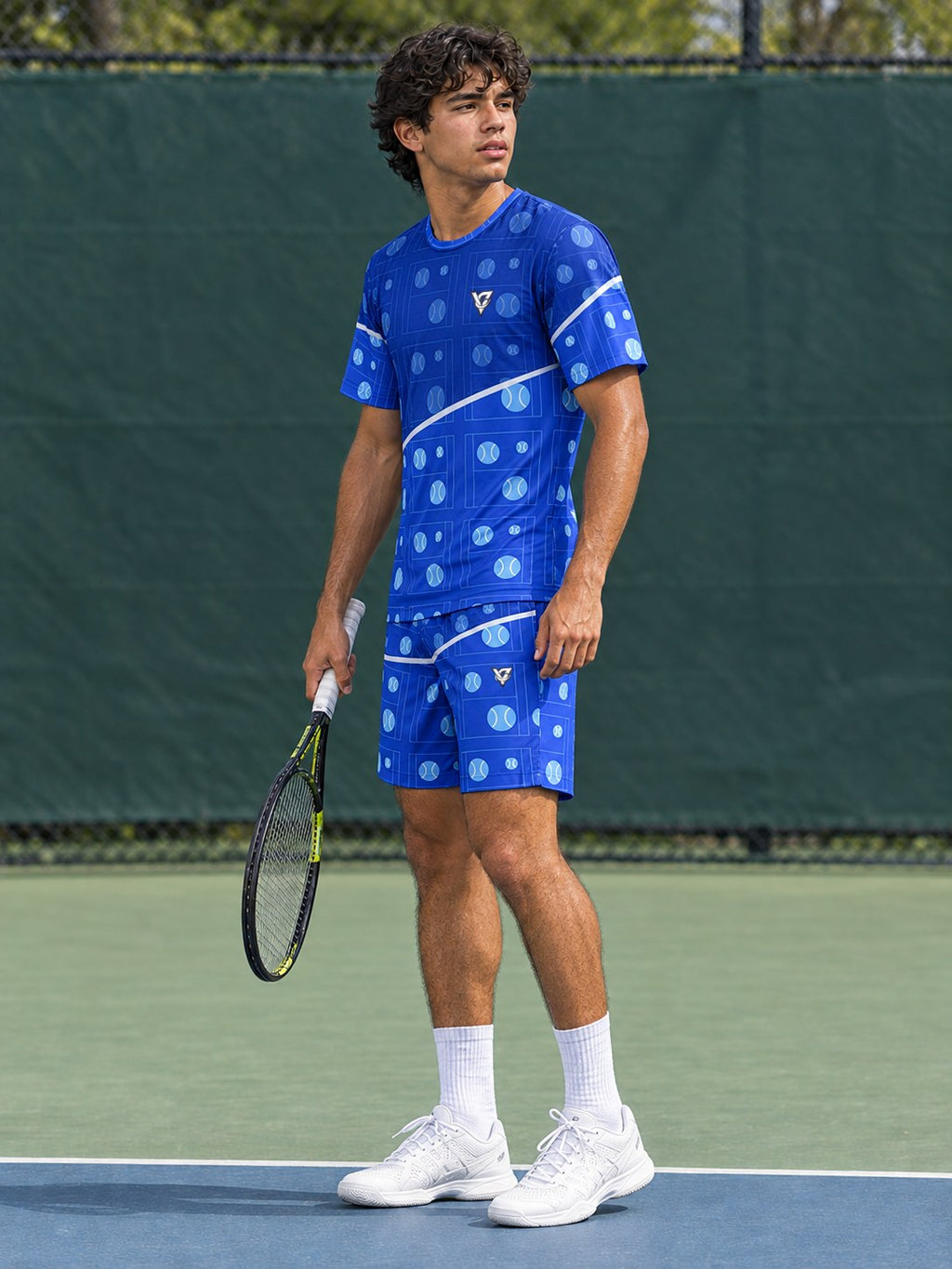 Tennis Royal Ice Baseline Seam Men's Athletic Shorts with Pockets, side view
