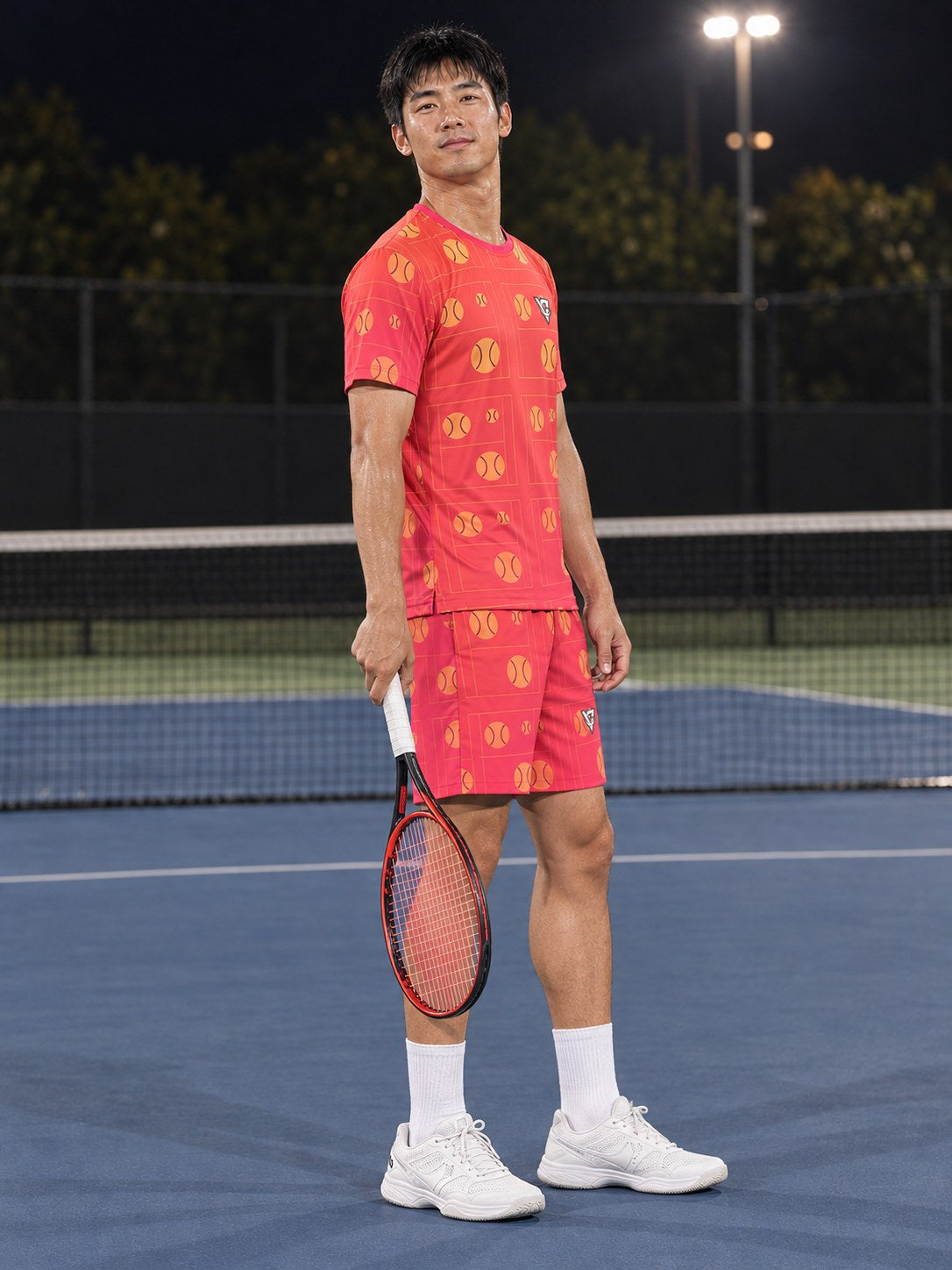 Tennis Sunset Fade Baseline Seam Men's Sports Jersey, side view