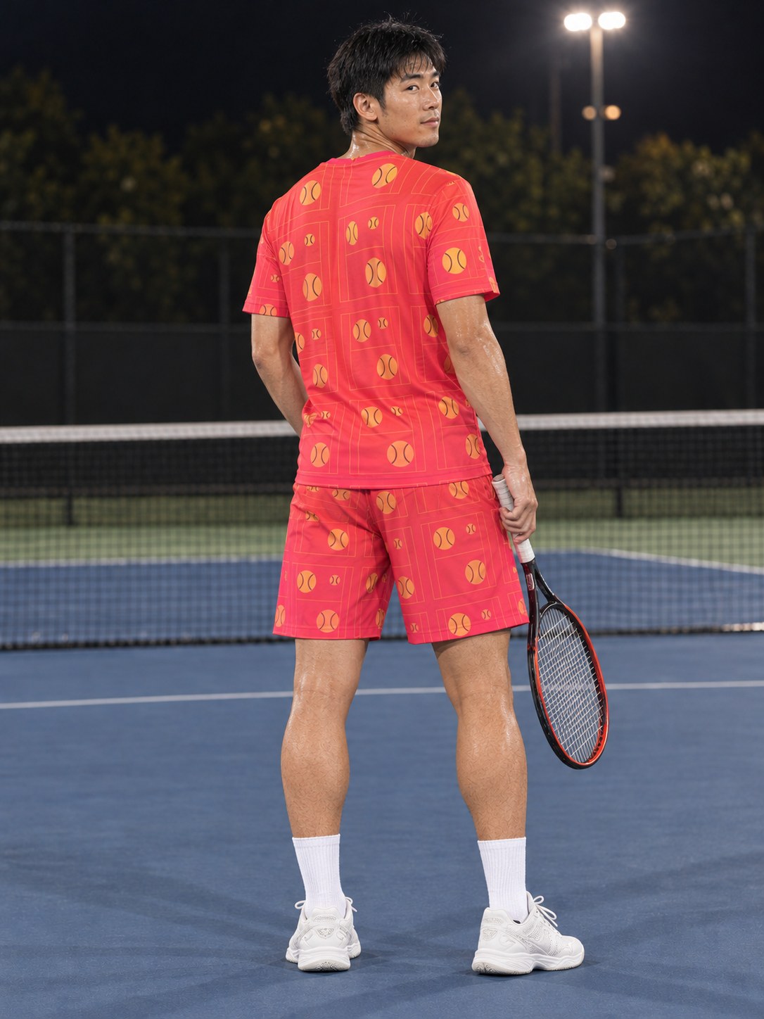 Tennis Sunset Fade Baseline Seam Men's Sports Jersey, back view