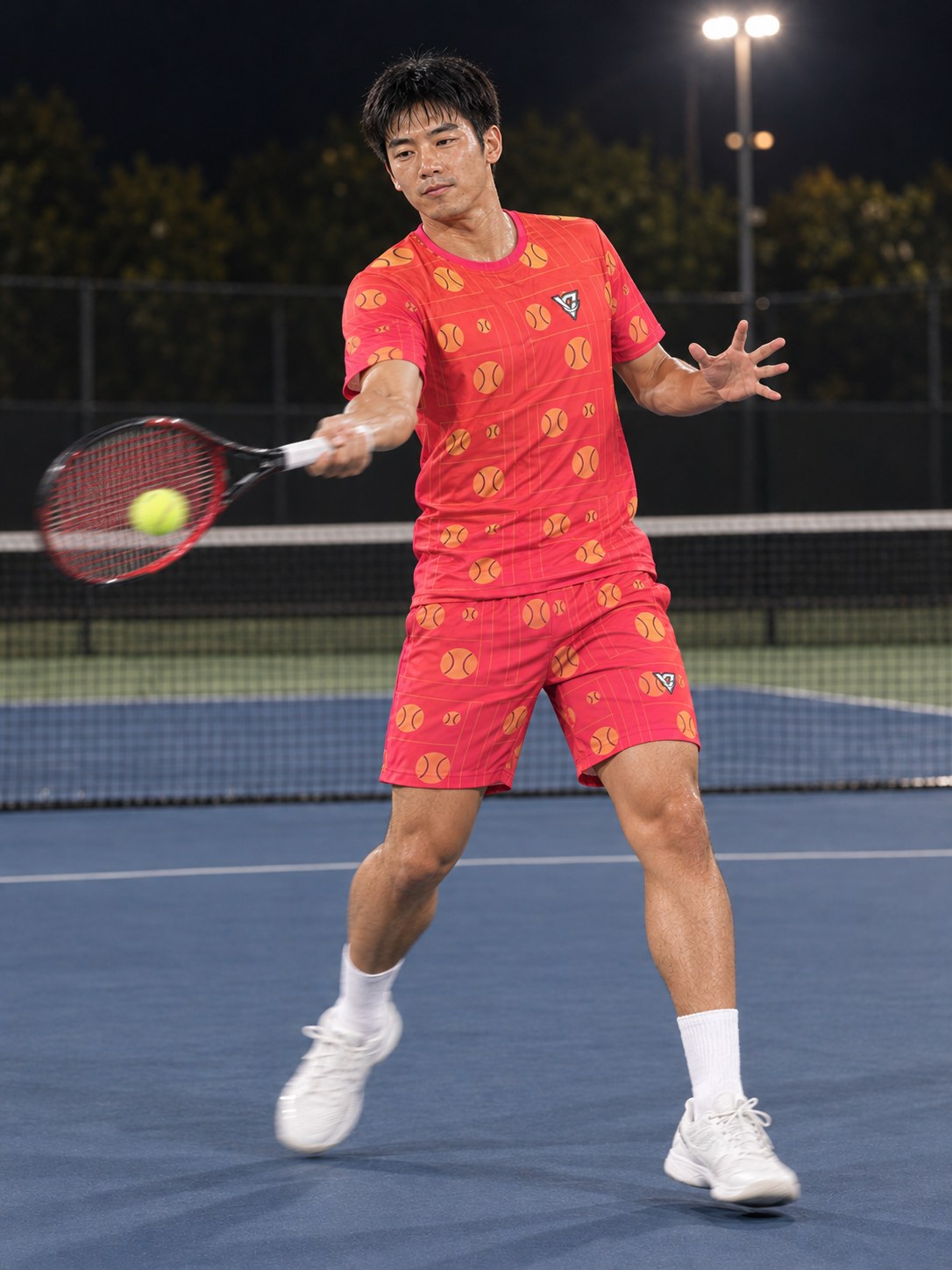 Tennis Sunset Fade Baseline Seam Men's Sports Jersey, in action