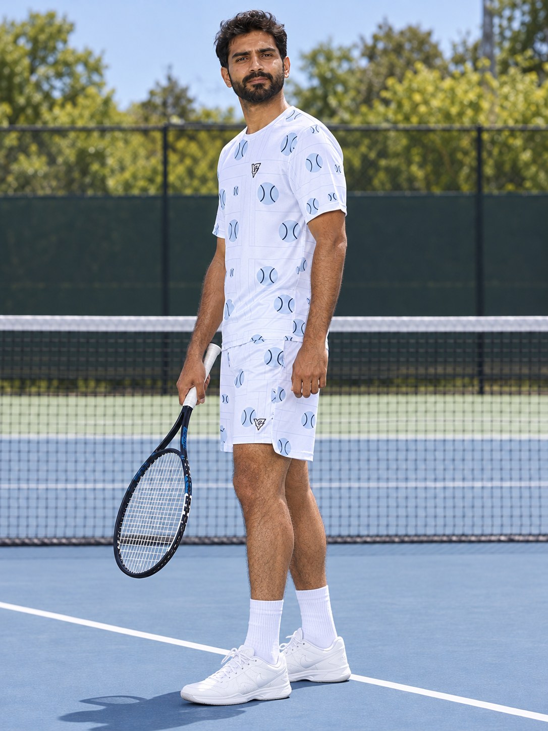 Tennis Arctic White Baseline Seam Men's Athletic Shorts with Pockets, side view