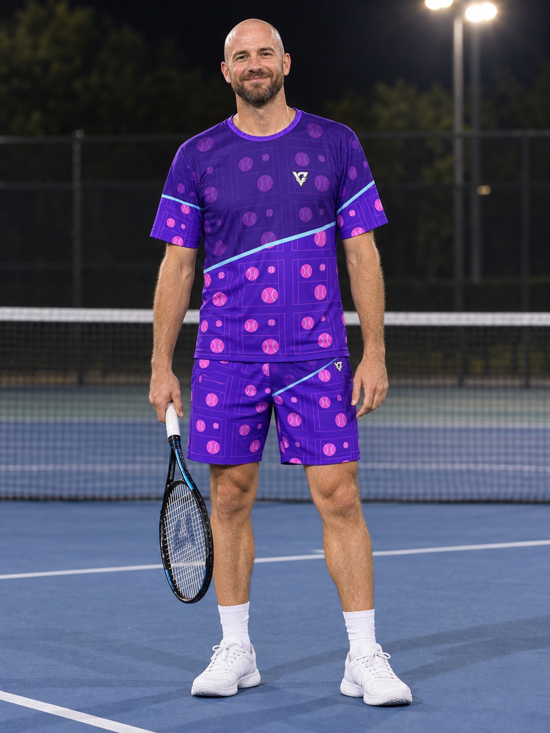 Tennis Ultra Violet Baseline Seam Men's Athletic Shorts with Pockets, front view