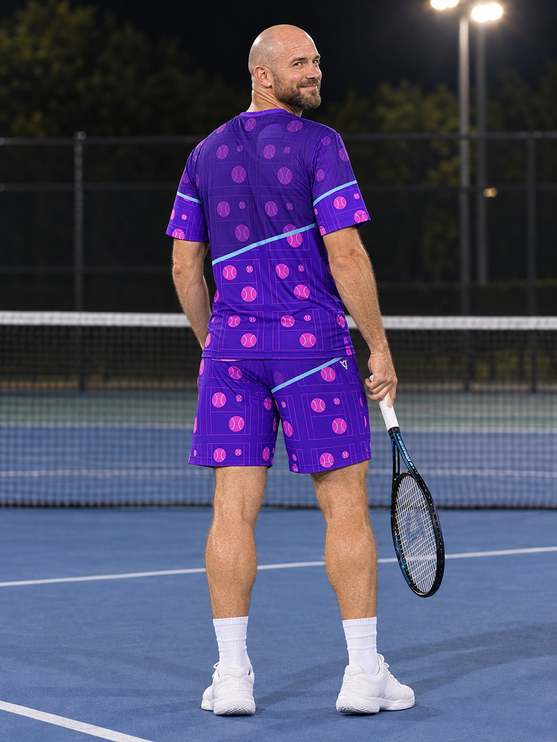 Tennis Ultra Violet Baseline Seam Men's Athletic Shorts with Pockets, back view