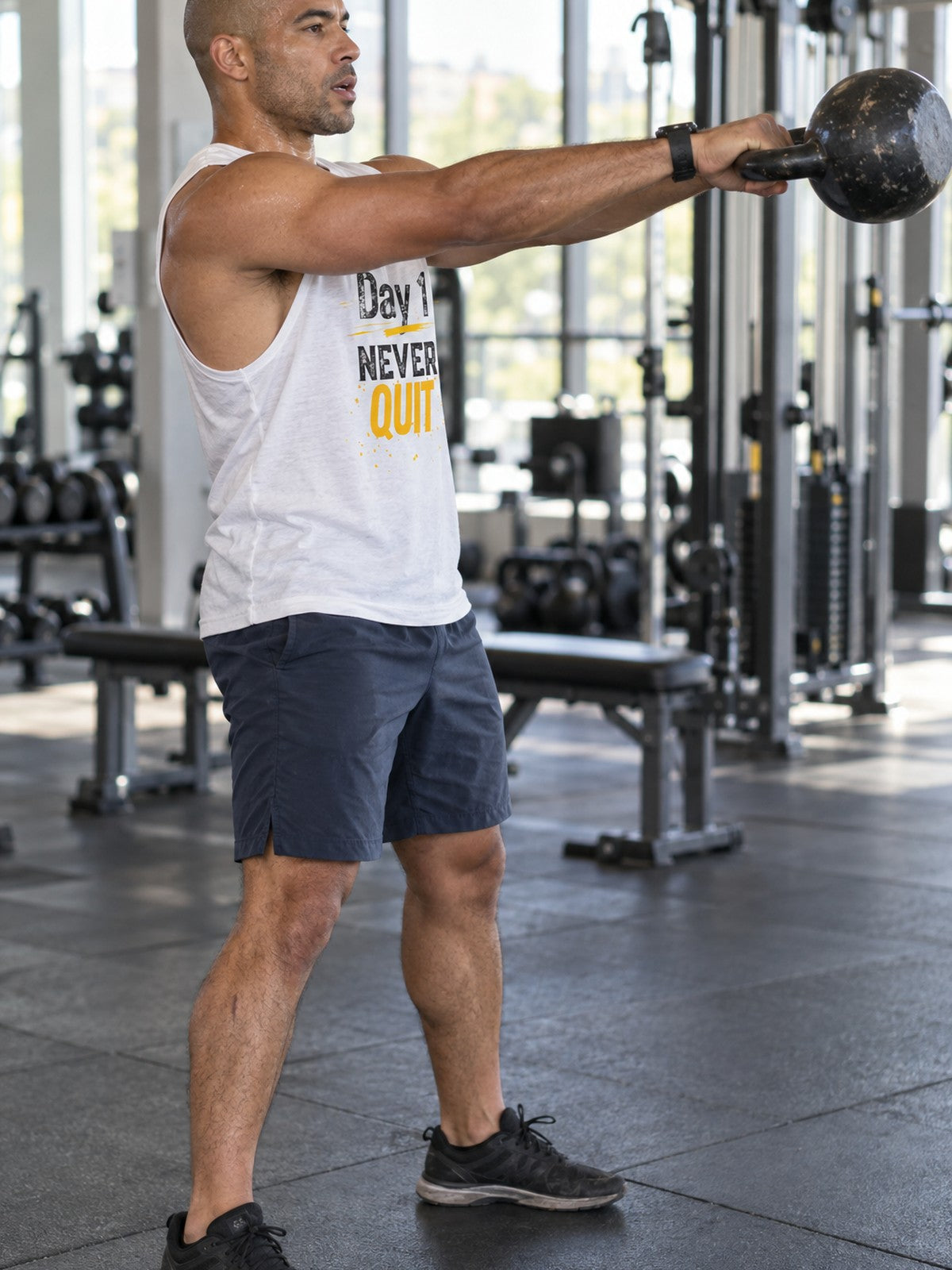 Day 1 | Jersey Muscle Tank – gym training, side view